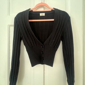 Wilfred Black Ribbed Cardigan